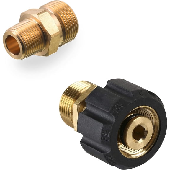2 Piece M22 15mm To 14mm Pressure Washer Adapter 3 8 Inch NPT Quick Connect Brass Fitting Compatible With Sun Joe