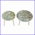 thumbnail image 1 of Two-Piece Nature-Inspired MDF Coffee Table Set – Painted Cherry Blossom Tops, 3-Leg Design for Living Room/Bedroom, 1 of 5