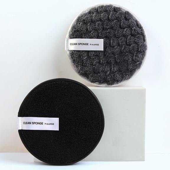 2-Piece Magic Water-Activated Cleansing Puffs, Black - 2 Puffs, Microfiber Pad Remover Soft Towel Face Cleansing Makeup Sponge Makeup Puff, Easter, St. Patrick'S Day, Wedding, Puff Makeup Organizers