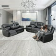 thumbnail image 1 of 2 Piece Manual Recliner Sofa Couch, Home Theater Seating with Cup Holders, Living Room Furniture Sofa Set for Home Office (Sofa + Loveseat), 1 of 5