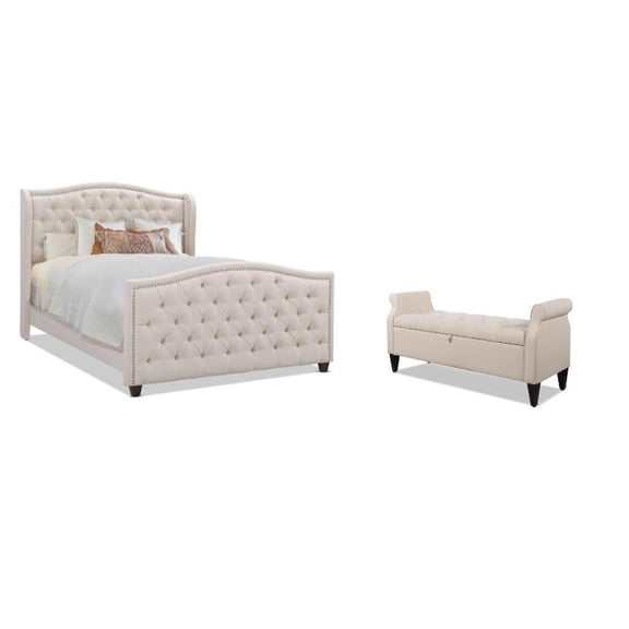 2 Piece Marcella Bed & Jacqueline Flip Top Storage Bench Set