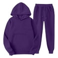 thumbnail image 1 of 2 Piece Matching Lounge Set Fall Winter Sweatsuits Womens Solid Basic Hoodies Sweatshirts Tops Fleece Warm Long Sleeve Blouses Lounge Warm High Waisted Sweatpants Drawstring Elastic Waist Pants, 1 of 7