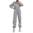 thumbnail image 1 of 2 Piece Matching Lounge Sweatsuits for Womens Cotton Full-Zip Hoodies Open-Front Long Sleeve Sweatshirt Comfort Casual Joggers Pants Drawstring Elastic Waist Athletic Track Pants Workout Gym Suits, 1 of 7