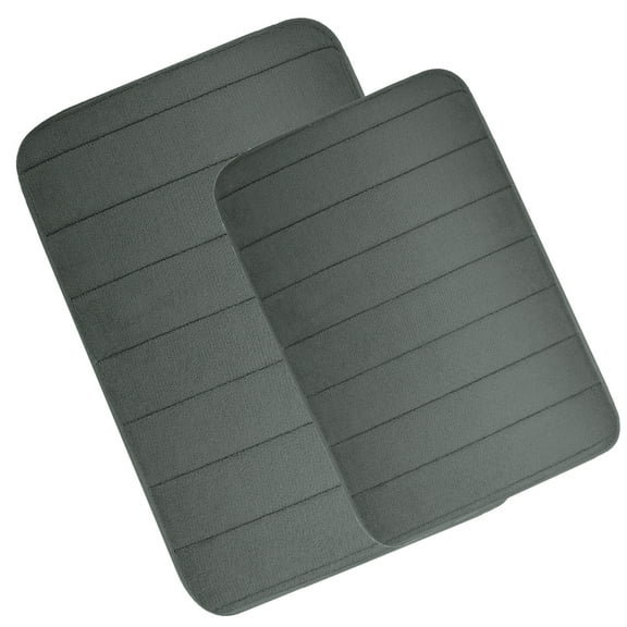2 Piece Memory Foam Bath Mat Set Thick Bathroom Rugs Soft Bath Mats for Bathroom Extra Absorbent Floor Mats Bath Rugs Set for Kitchen/Living Room(20" x 32"/17" x 24", Dark Gray)