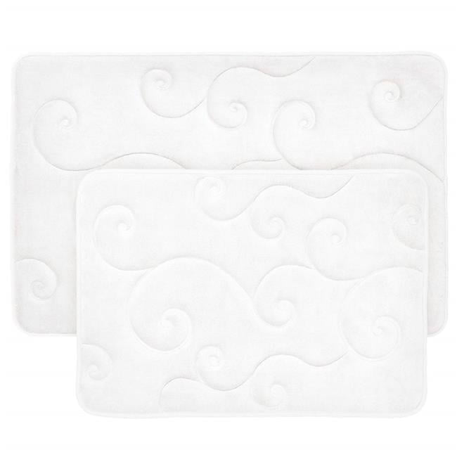 White Coral Fleece Memory Foam Bath Mat Set