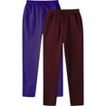 thumbnail image 1 of 2 Piece Men's Casual Linen Pants Drawstring Elastic Waist Solid Color Beach Pants D-Purple, 1 of 8