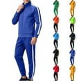 thumbnail image 1 of 2 Piece Men's Side Striped Tracksuit Sets Zip-up Stand Collar Jackets Relaxed Fit Pants Fall Running Workout Activewear M-5XL, 1 of 6