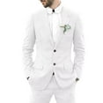 thumbnail image 1 of 2 Piece Mens Linen Suit Slim Fit for Wedding Suit for Men Groosmen Prom Linen Jacket Pant Set White XXL, 1 of 7