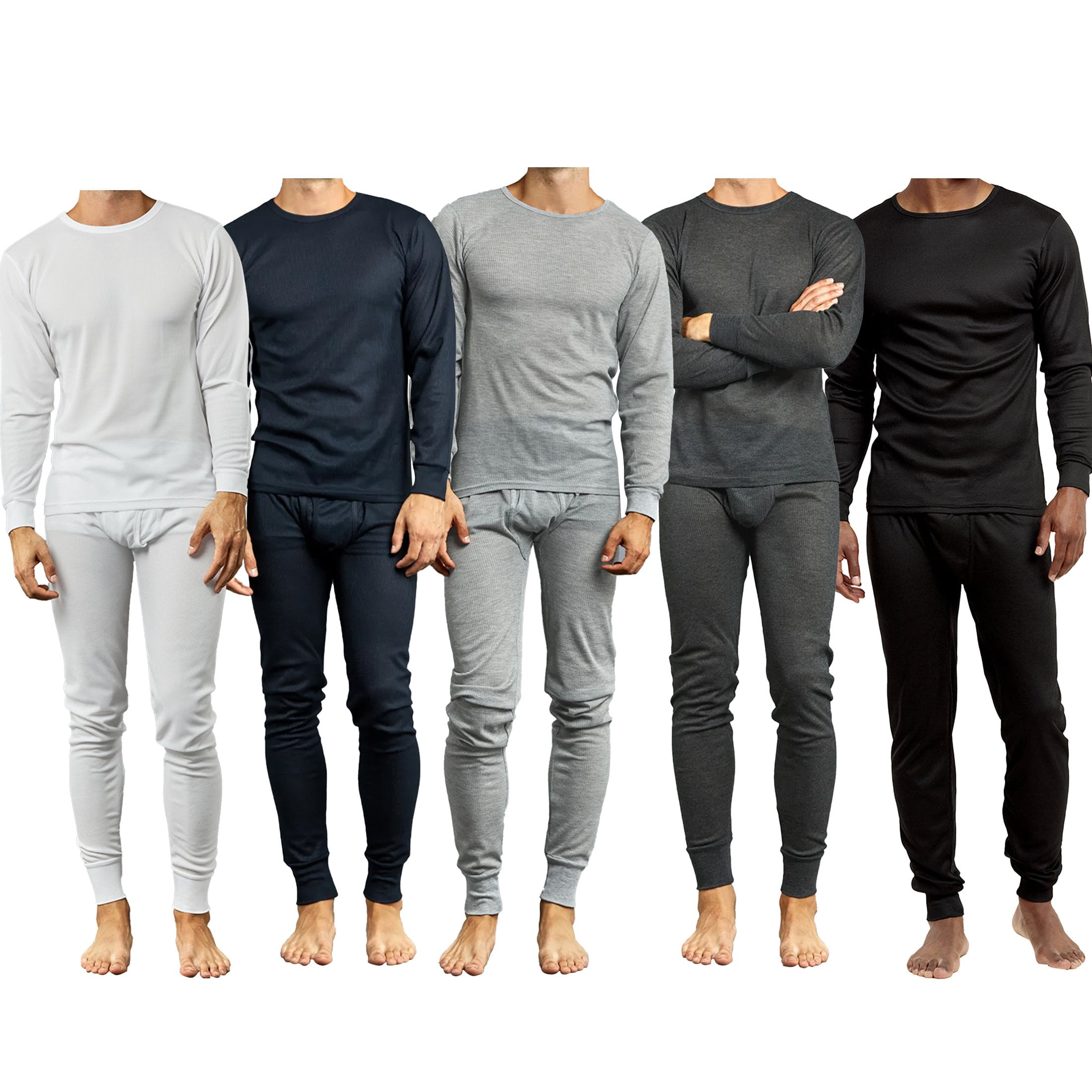 2-Piece: Mens Moisture Wicking Long Johns Base Layer Thermal Underwear ...