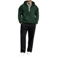thumbnail image 1 of 2 Piece Mens Sweatsuits Casual Half Zip Hoodie and Sweatpant Pant Sets Sports Outfits Long Sleeve Tracksuits (3XL, Green), 1 of 7