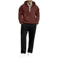 thumbnail image 1 of 2 Piece Mens Sweatsuits Casual Half Zip Hoodie and Sweatpant Pant Sets Sports Outfits Long Sleeve Tracksuits (XL, Wine), 1 of 7