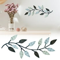 2 Piece Metal Wall Art Olive Branch Vine - Modern Black Finish for Living Room Bedroom Indoor Decor, Ready-To-Hang and Lightweight, By Kingtowag