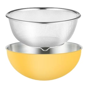 2 Piece Microporous Colander Mixing Bowl Strainer Stainless Steel Set for Home Kitchen Restaurants