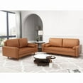 thumbnail image 1 of 2 Piece Mid-Century Square Arm Leather Sofa Living Room Set - Sofa Width:70" &Loveseat Width:58" Brown, 1 of 5