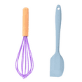 thumbnail image 1 of 2 Piece Mini Kitchen Utensil Set- Silicone Kitchen Tools with wood HandlesPurple + Blue Large, 1 of 5