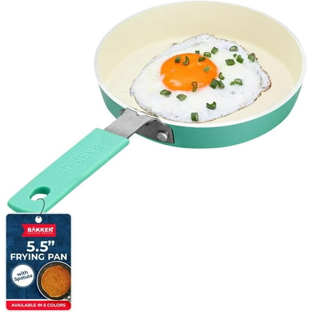 Bakken-Swiss 2-Piece Mini Egg Pan Set – 5.5" Non-Stick Frying Pan with Spatula, Cool-Touch Handle, Heat Resistant to 400°F, Food-Grade Safe, Aqua – For Gas, Electric & Ceramic Cooktops