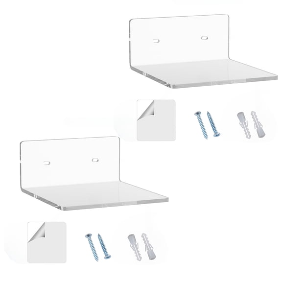 2 Piece Minimalists Wall Shelves Sturdy Acrylic Construction Easy Installation Living Room Storage Rack