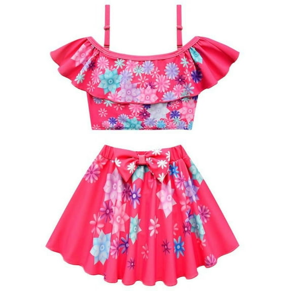 2-Piece Mirabel Swimsuits for Girls Off Shoulder Ruffle Bathing Suit Swimwear