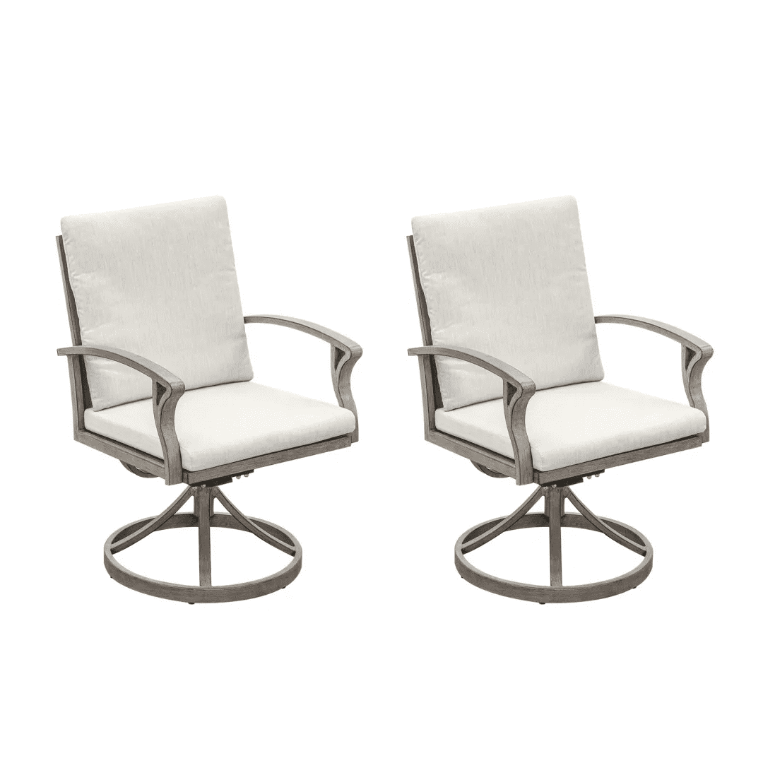 Outdoor Patio Dining Chairs Set of 2, 2-Piece Upgraded 3D double-layer textilene Swivel Patio Chairs, Limed Oak