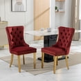 thumbnail image 1 of Velvet Dining Chairs Set of 2 with High Backrest, Modern Stainless Steel Legs, Burgundy and Gold Finish, 1 of 9