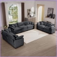 thumbnail image 1 of 2-Piece Modern Living Room Sofa Set – 2-Seater + 3-Seater Deep Seat with Plush Corduroy & Memory Foam Cushions | Grey | Corduroy | Cushion Back, 1 of 17