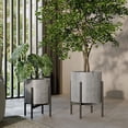 thumbnail image 1 of 2-Piece Modern Metal Planter Pot With 4-Leg Black Metal Base - Gray - 14.75"H x 11.75"W / 12"H x 9.5"W, 1 of 4