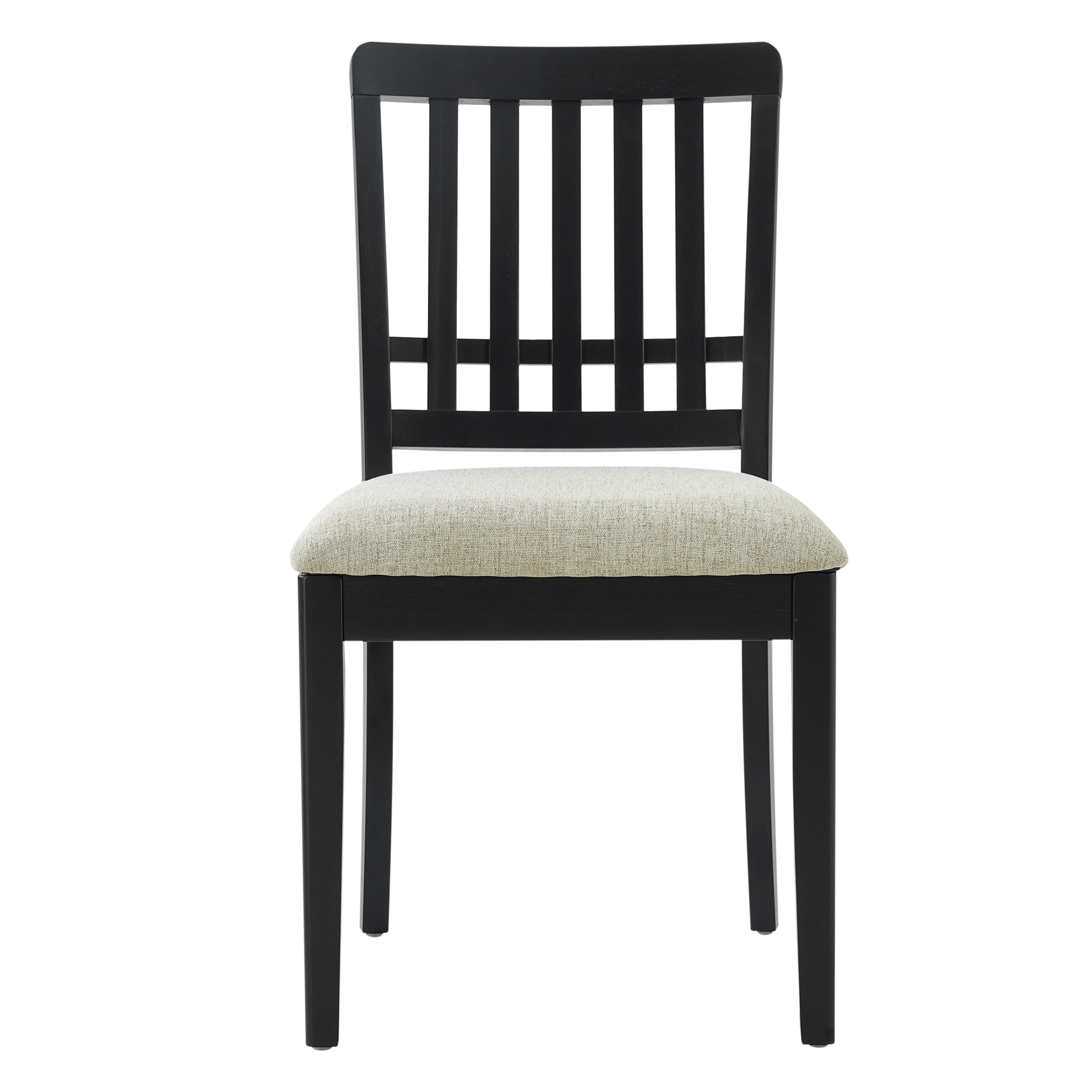 2-Piece Modern Scandinavian Dining Chairs, Curved Wood Backrest with Gray Fabric Seat, Finish for Dining Room and Apartment, Black