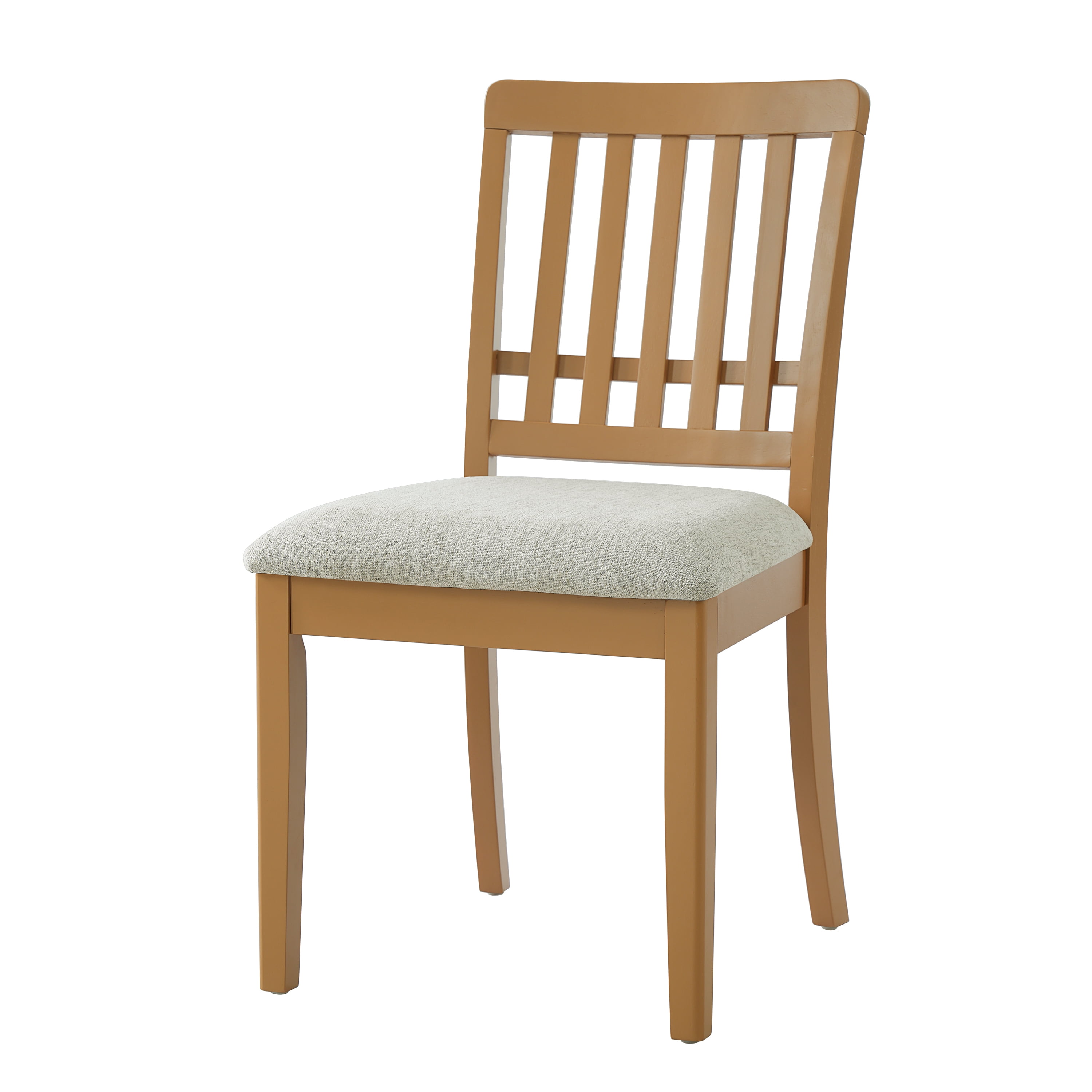 2-Piece Modern Scandinavian Dining Chairs, Curved Wood Backrest with Gray Fabric Seat, Finish for Dining Room and Apartment, Light Brown