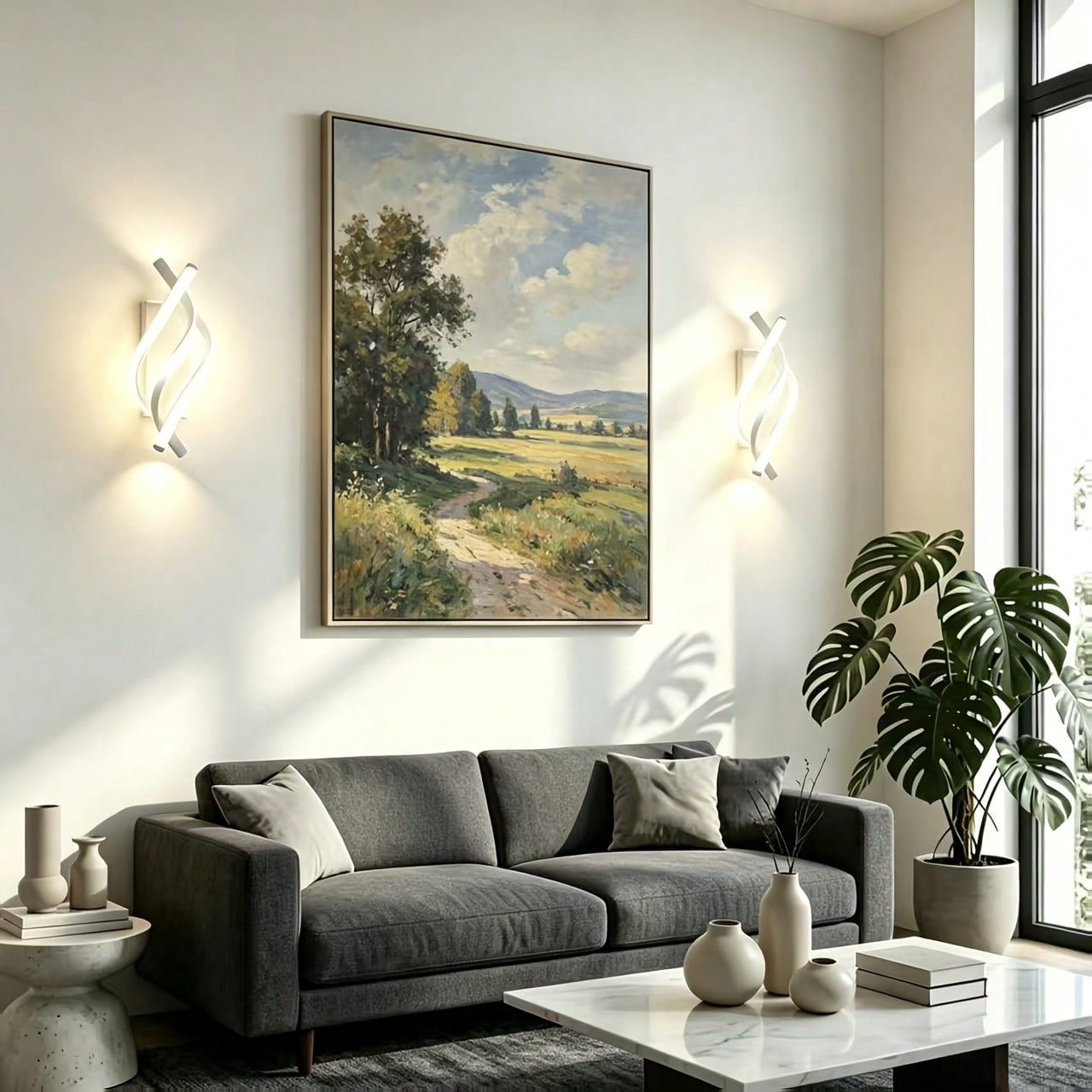 2-Piece Modern Spiral LED Wall Light, Adjustable Warm White Light ...