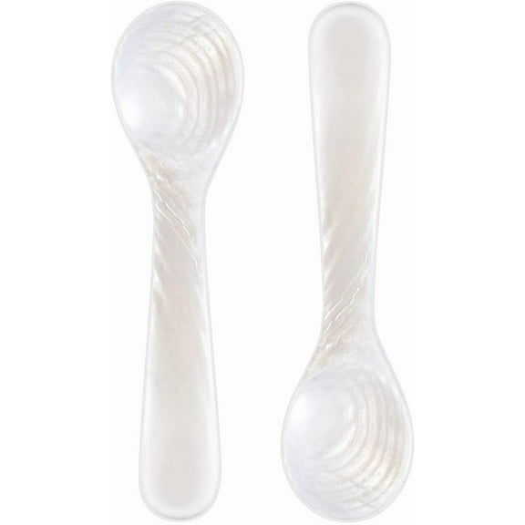 2 Piece Mother Of Pearl Caviar Spoon Handcraft Round Handle Serving Utensil Kitchen Accessory