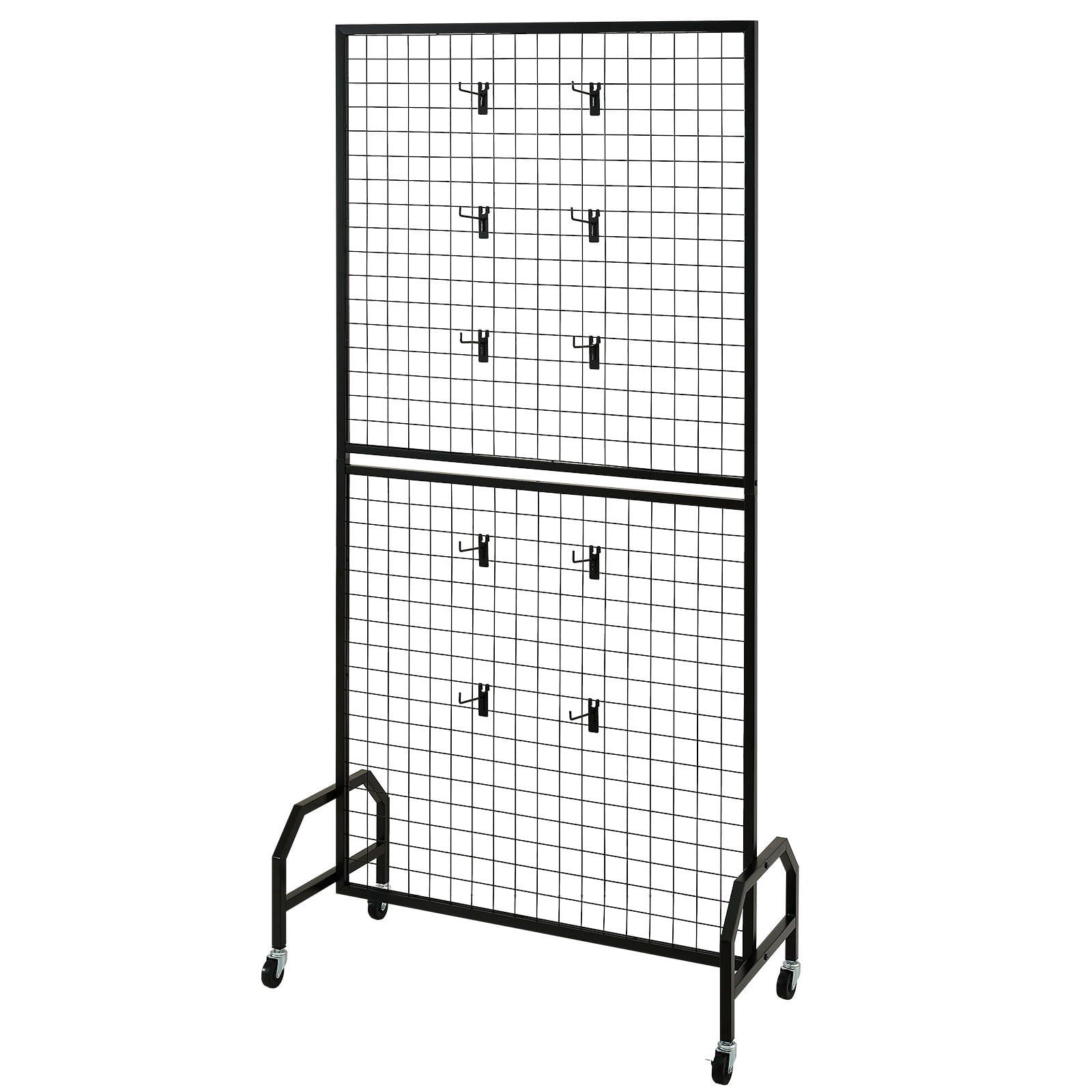 2-Piece Movable Gridwall System, 5.9 Ft Tall Free-Standing Display Rack ...