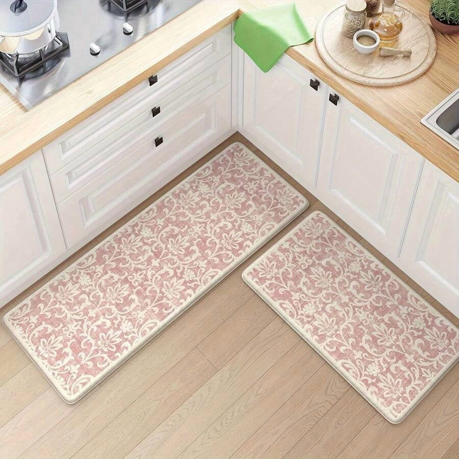 2-Piece Multicolor Floral Kitchen Mat Set | Non-Slip, Water-Absorbent ...