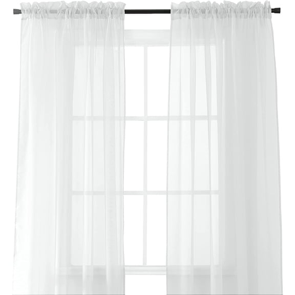2-Piece Multipurpose Solid Colored Drapes, Semi-Sheer Window Curtains with 2 inch Rod Pocket, 40 X 84 inches, White