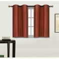 thumbnail image 1 of 2 Piece N25 BRICK Luxury Kitchen, Short Window Curtain Semi Sheer Panel , 2 Faux Silk Tier Panels With Bronze Grommets, 1 of 1