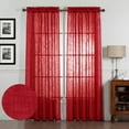 thumbnail image 1 of 2 Piece Natural Linen Semi-Sheer Curtains, Privacy Added Premium Soft Rich Material Linen Window Curtain Panels Treatment Drapes (63" Long, Red), 1 of 3