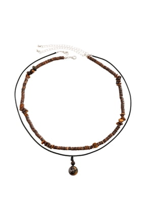 2 Piece Necklace Jewelry Set Handmade Tigereye Stone Coconut Shell Beads Unisex Bohemian For Theme Event