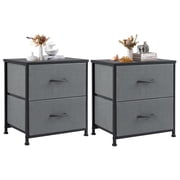 2 Piece Nightstand Set with 2 Fabric Drawers, Small Dresser Side Bedroom End Table, Bedside Storage Organizer for Bedroom/Room/Dorm, Gray