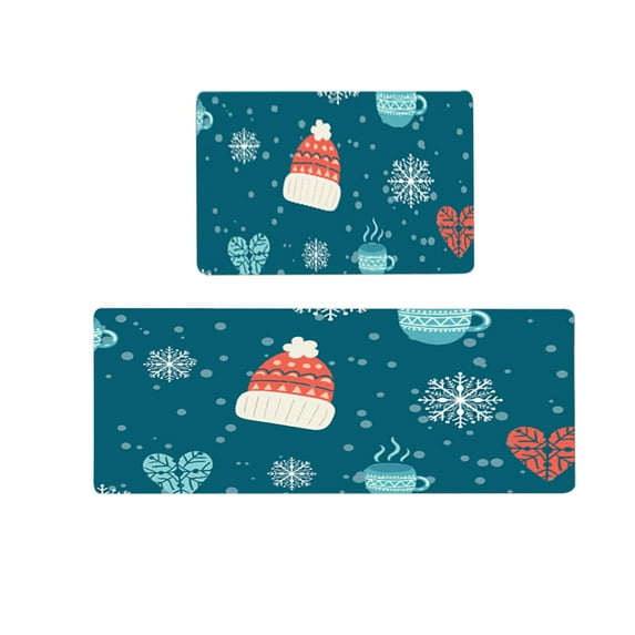 2 Piece Non Kitchen Mat Runner Rug Set Doormat Merry Christmas Snowman Door Mats Rubber Backing Carpet Indoor Floor Mat Holiday Decor