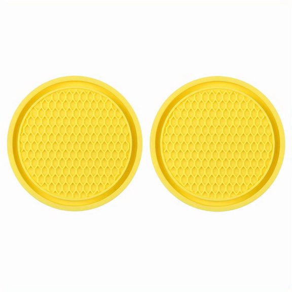 2-Piece Non-Slip Car Cup Holder Base Mat Set, Universal Cup Holder Insert for Vehicle Interior, Anti-Slip Drink Coaster for Car Dashboard or Console, Decorative Accessory for Auto Interior
