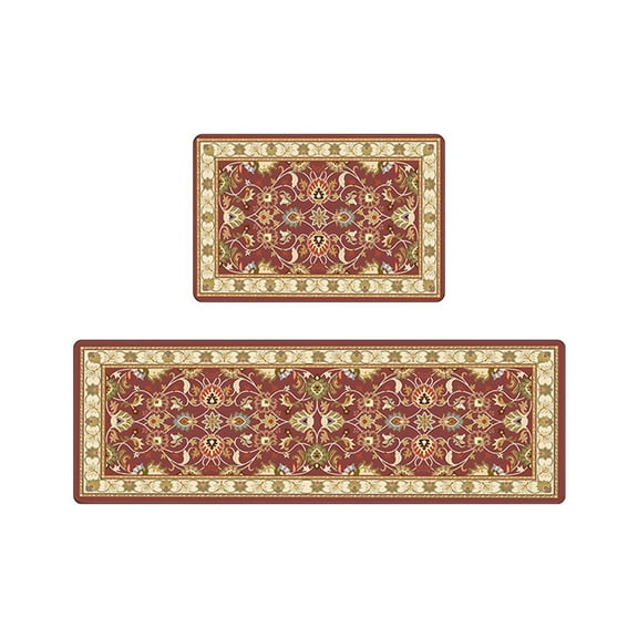 2 Piece Non-Slip Kitchen Floor Mat Set, Boho Style Doormat Rug, Waterproof Indoor Floor Mat for Kitchen Entryway Laundry Room