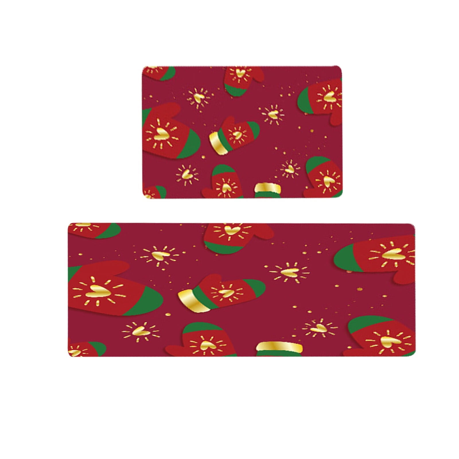 2 Piece Non Slip Kitchen Mat Runner Rug Set Doormat Merry Christmas