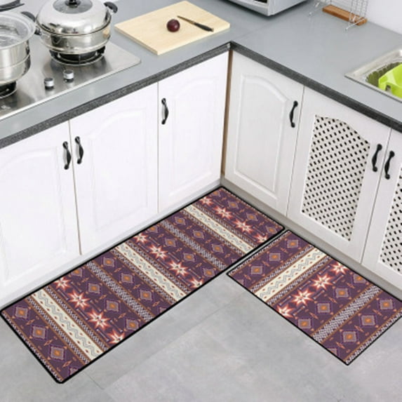 2-Piece Non-Slip Kitchen Rugs Kitchen Mats Set for Floor Non Slip Comfort Heavy Duty Standing Mat Backing Mat for Doorway Bathroom Runner Rug Set 47''x16/24''x16''