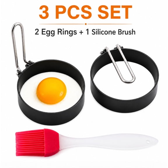 2 Piece Stainless Steel Egg Rings and Pancake Molds, Fried Egg Shaper Set for Breakfast Cooking, TIKA