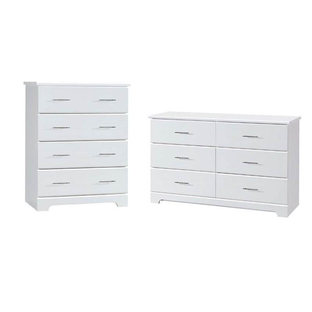 White Vertical Nursery Dresser and Chest Set with 10 Drawers