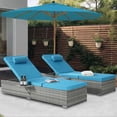 thumbnail image 1 of 2 Piece Outdoor Chaise Lounge Chairs Set, Patio Lounger Reclining Chairs with 5 Adjustable Positions, Wicker Patio Chairs Furniture for Poolside, Deck, Backyard, 1 of 9