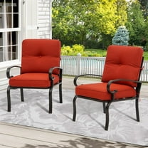 2 Piece Outdoor Furniture Patio Bistro Chairs Metal Dining Furniture Set, All-Weather Garden Seating Chair (Red)