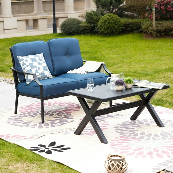 2-Piece Outdoor Loveseat and Coffee Table Conversation Set