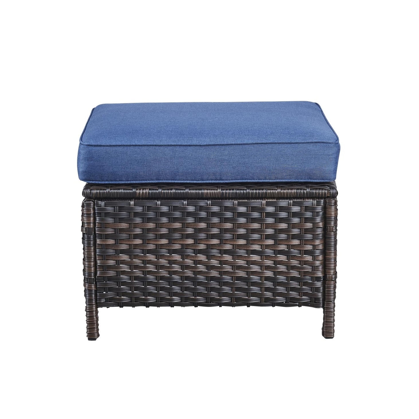 2 Piece Outdoor Ottoman Wicker Patio Ottomans Brown/Blue - Walmart.com