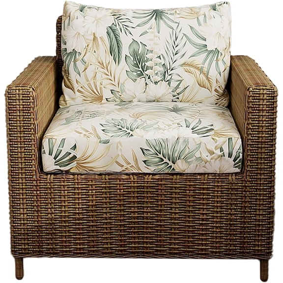 2 Piece Outdoor Patio Cushion Covers, Stretchy Tropical Plant Slipcovers for Seat & Backrest, Washable Furniture Protector for Wicker Chair, Rocking Chair, Porch Decor (Botanical Green, 2 Piece)