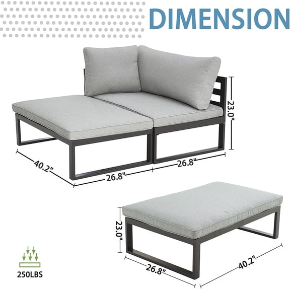 2 Piece Outdoor Patio Sofa Set | Balcony Couch & Porch Couch | Soft Cushions for Apartment & Backyard Use